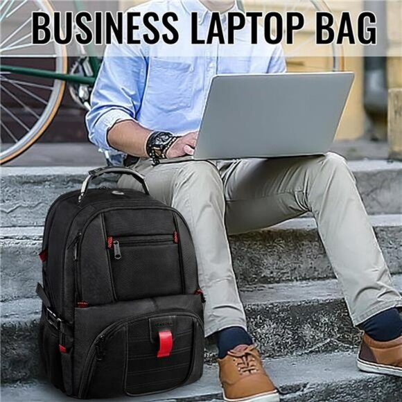 YOREPEK Travel Backpack Large 50L Water Resistant Laptop Bag USB Port Black - Picture 4 of 7